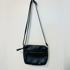 BUENO OF CALIFORNIA GRAINY WASHED ZIPPER HANDBAG purse crossbody black